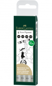 Linere - Set 4 Liner Eco Pigment Negru 0.2, 0.4, 0.6, 0.8 Faber-Castell